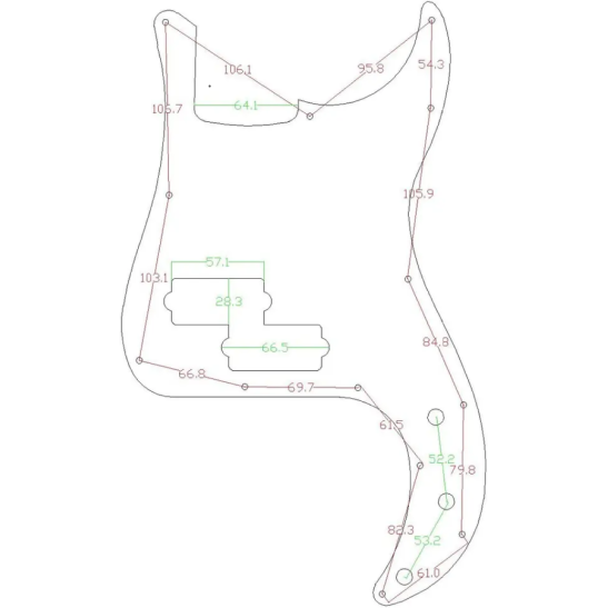 Precision Bass Pickguard DizzyTunes PB G02 BK-3 Μαύρο