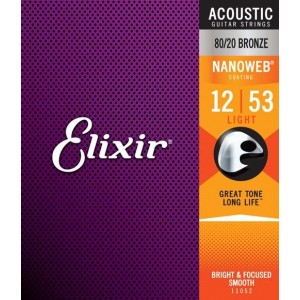 Elixir Nanoweb 11052 Χορδές για Ακουστική Κιθάρα Light 12-53 80/20 Bronze Elixir Nanoweb 11052 Χορδές για Ακουστική Κιθάρα Light 12-53 80/20 Bronze