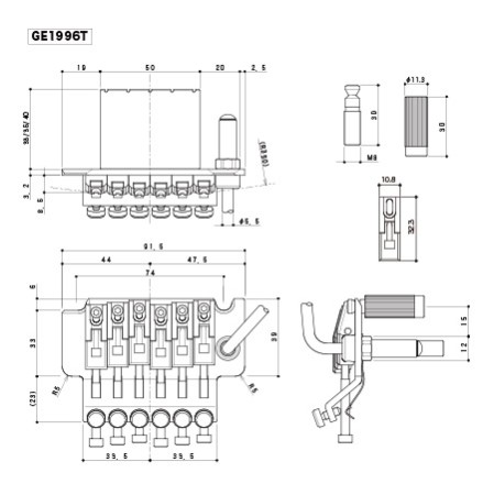 Gotoh GE1996T Black Τρέμολο τύπου Floyd Rose