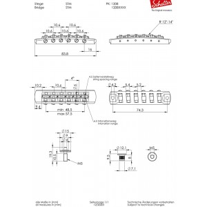 Schaller STM TOM-Style Bridge Black non reverse Γέφυρα Ηλεκτρικής Κιθάρας