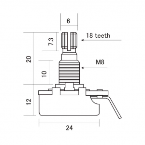 Ποτενσιόμετρο για Ηλεκτρική Κιθάρα 25KB ALPHA ALP-25KB