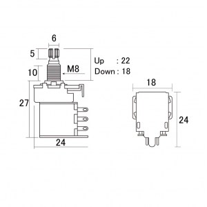Ποτενσιόμετρο Push-Pull για Ηλεκτρική Κιθάρα B500K ALPHA PUSH-500B