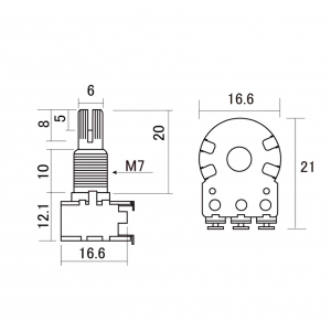 Ποτενσιόμετρο Balance/Blend για Ηλεκτρική Κιθάρα 250K Hosco VR-126W250
