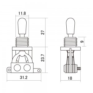 Ίσιος Τριθέσιος Επιλογικός Διακόπτης για Les Paul Hosco YM-T20B-2 Μαύρος