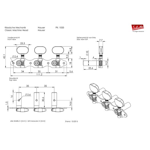 Κλειδιά Κλασικής Κιθάρας Schaller Hauser Acrylic NI 3+3