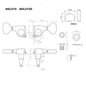 Gotoh SGL510Z-A20LX Chrome (3+3) Luxury Κλειδιά Ακουστικής / Ηλεκτρικής Κιθάρας   Gotoh SGL510Z-A20LX Chrome (3+3) Luxury Κλειδιά Ακουστικής / Ηλεκτρικής Κιθάρας