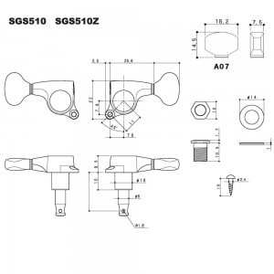 Gotoh SGS510Z-A07 Chrome Κλειδιά Ηλεκτρικής Κιθάρας (σετ από 6)