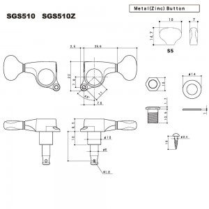 Gotoh SGS510Z-S5 Μαύρα Κλειδιά Ηλεκτρικής Κιθάρας (σετ από 6)