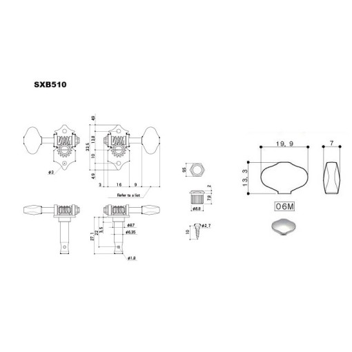 Κλειδιά Ακουστικής Κιθάρας Gotoh SXB510-06M Nickel (3+3)