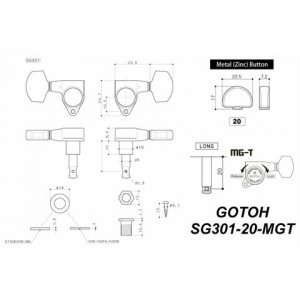 Gotoh SG301-20 MG-T Chrome (3+3) Κλειδιά Ακουστικής / Ηλεκτρικής Κιθάρας