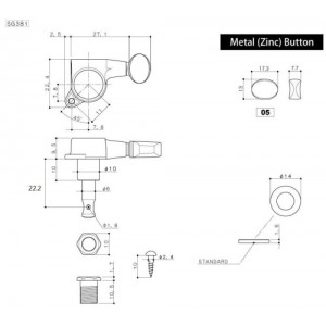 Κλειδιά Ηλεκτρικής Κιθάρας Gotoh SG381-05 Chrome (σετ από 6) Αριστερόχειρα