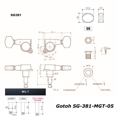 Gotoh SG381-07 MG-T (3+3) Χρυσά Κλειδιά Ηλεκτρικής Κιθάρας