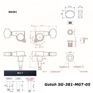 Gotoh SG381-05 MG-T Μαύρα Κλειδιά Ηλεκτρικής Κιθάρας (σετ από 6)