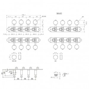 Κλειδιά Μαντολίνου Gotoh MA40-MP Nickel με κουμπί Λευκής Πέρλας (4+4)