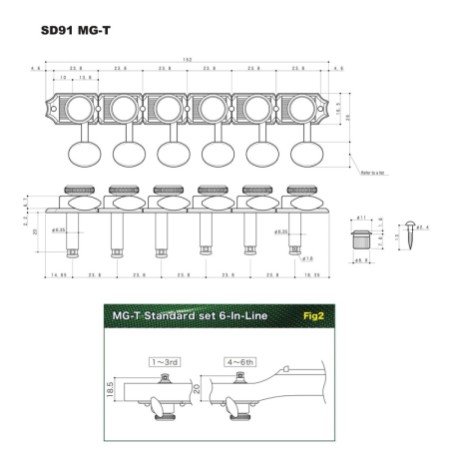 Gotoh SD91-05M MG-T Nickel Κλειδιά Ηλεκτρικής Κιθάρας τύπου Strat / Tele (σετ από 6) Αριστερόχειρα