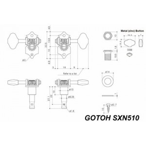 Gotoh SXN510-06M Nickel (3+3) Κλειδιά Ακουστικής Κιθάρας