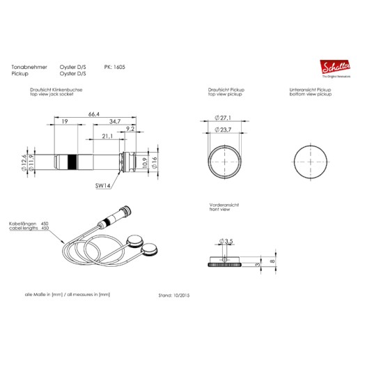 Schaller Oyster D/S Διπλός Ακουστικός Πιεζοηλεκτρικός Μαγνήτης 