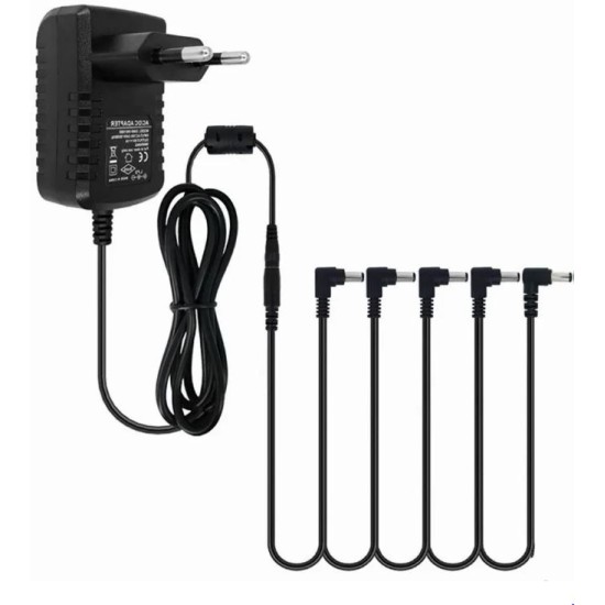 Τροφοδοτικό Caline CP-07A 9V 1A Πλήρες Σετ για 5 πετάλια