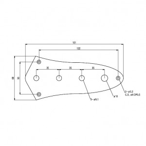 Control Plate για Jazz Bass Samwoo HC002 CR Control Plate για Jazz Bass Samwoo HC002 CR